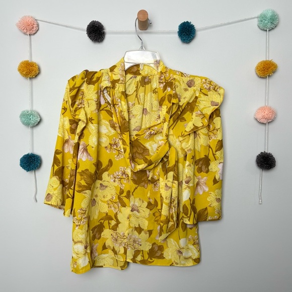 Happy X Nature Kate Hudson Yellow Floral Blouse - Picture 6 of 8